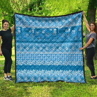 Hawaiian Hibiscus Honu Quilt Blue Mele Kalikimaka Palaka Spirit - Polynesian Pride