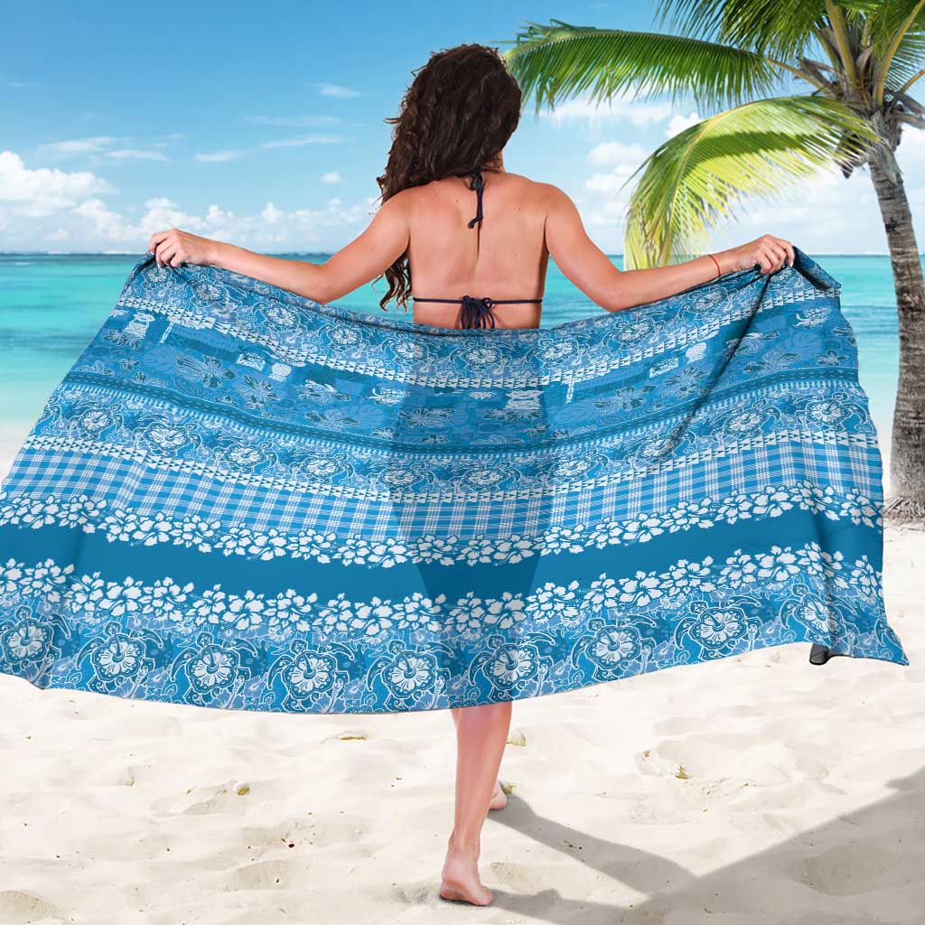 Hawaiian Hibiscus Honu Sarong Blue Mele Kalikimaka Palaka Spirit - Polynesian Pride
