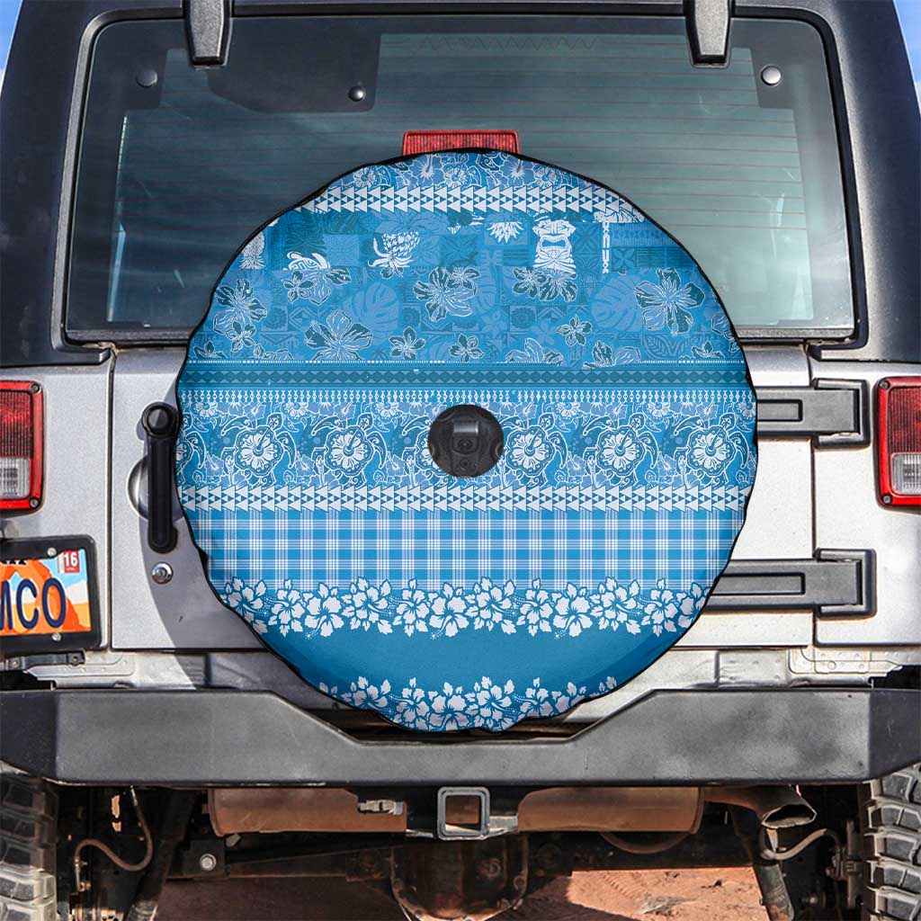 Hawaiian Hibiscus Honu Spare Tire Cover Blue Mele Kalikimaka Palaka Spirit - Polynesian Pride