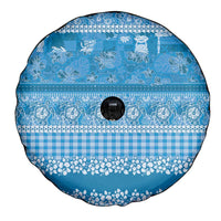 Hawaiian Hibiscus Honu Spare Tire Cover Blue Mele Kalikimaka Palaka Spirit - Polynesian Pride