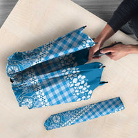 Hawaiian Hibiscus Honu Umbrella Blue Mele Kalikimaka Palaka Spirit - Polynesian Pride