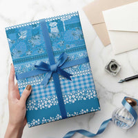 Hawaiian Hibiscus Honu Wrapping Paper Blue Mele Kalikimaka Palaka Spirit - Polynesian Pride