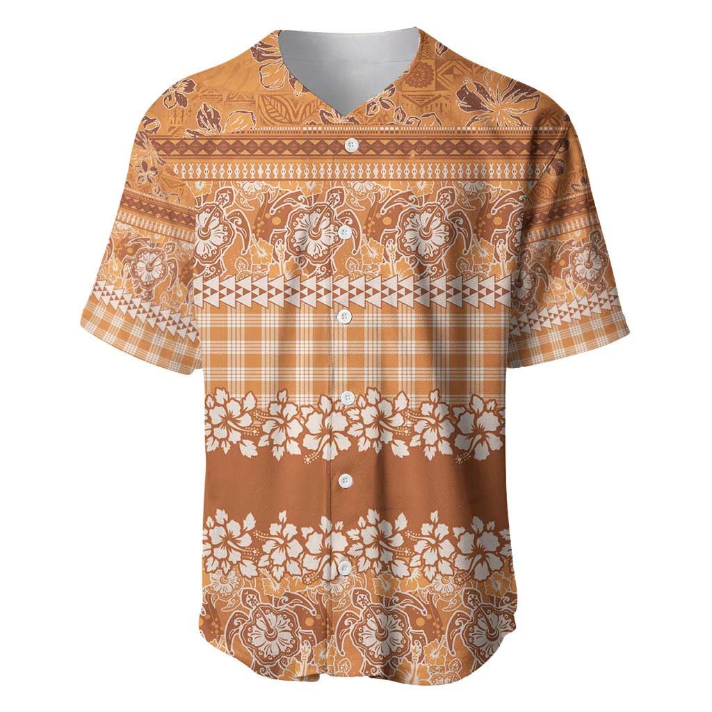 Hawaiian Hibiscus Honu Baseball Jersey Gold Mele Kalikimaka Palaka Spirit - Polynesian Pride