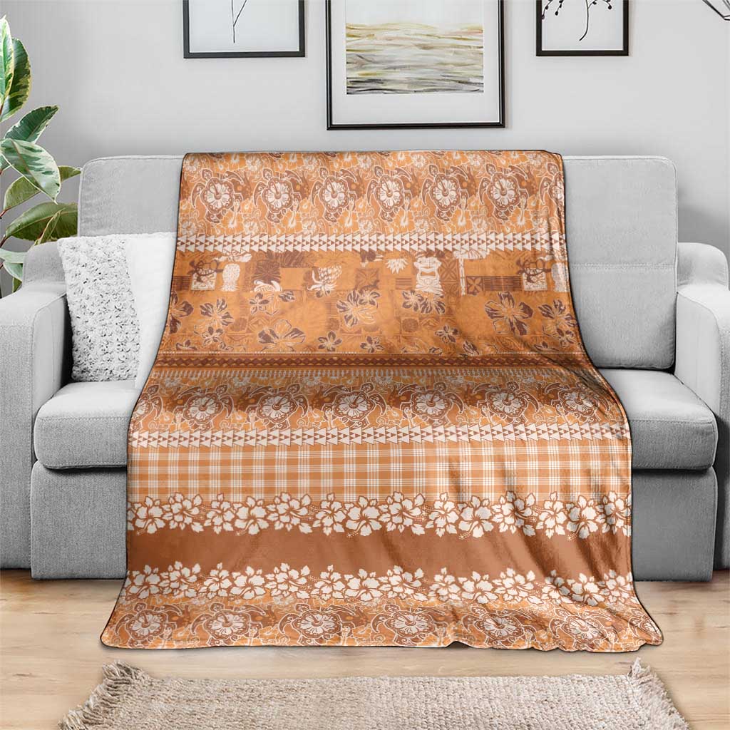 Hawaiian Hibiscus Honu Blanket Gold Mele Kalikimaka Palaka Spirit - Polynesian Pride