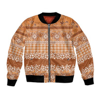 Hawaiian Hibiscus Honu Bomber Jacket Gold Mele Kalikimaka Palaka Spirit - Polynesian Pride