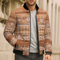 Hawaiian Hibiscus Honu Bomber Puffer Jacket Gold Mele Kalikimaka Palaka Spirit - Polynesian Pride