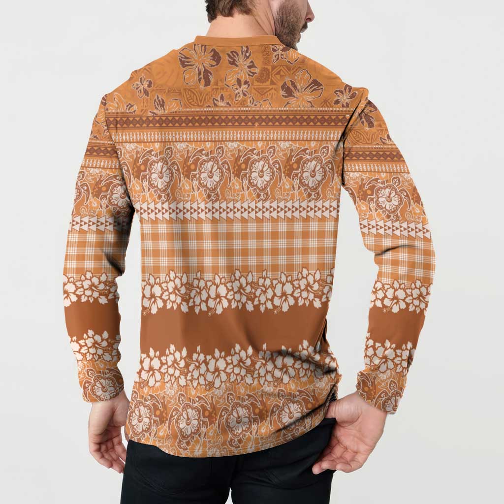 Hawaiian Hibiscus Honu Button Sweatshirt Gold Mele Kalikimaka Palaka Spirit - Polynesian Pride