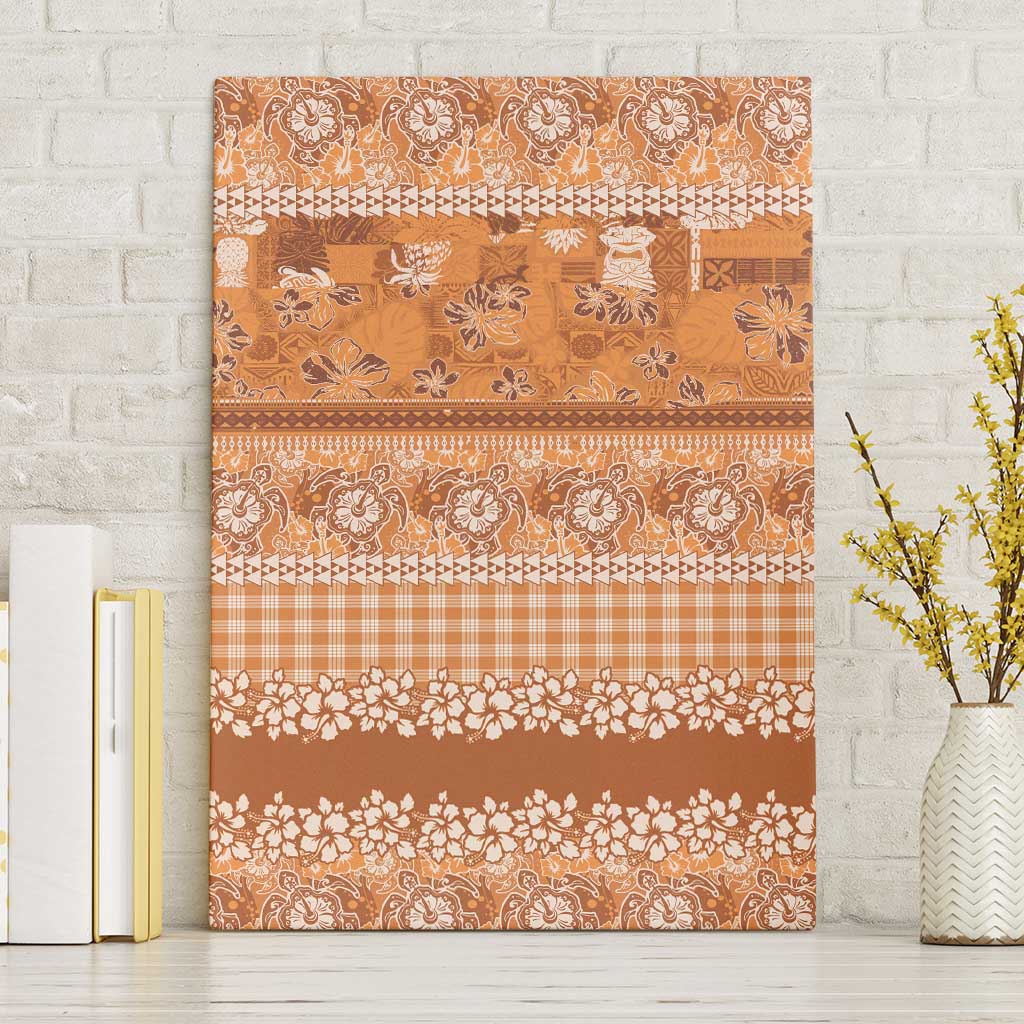 Hawaiian Hibiscus Honu Canvas Wall Art Gold Mele Kalikimaka Palaka Spirit - Polynesian Pride