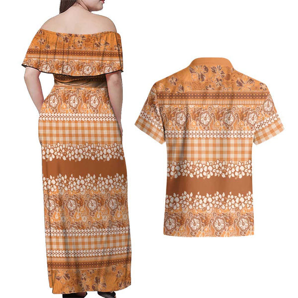 Strong Maui Family Matching Off Shoulder Maxi Dress and Hawaiian Shirt Good Living Hawaii with Shaka Sign Kakau Tribal Gold LT9 main image 1