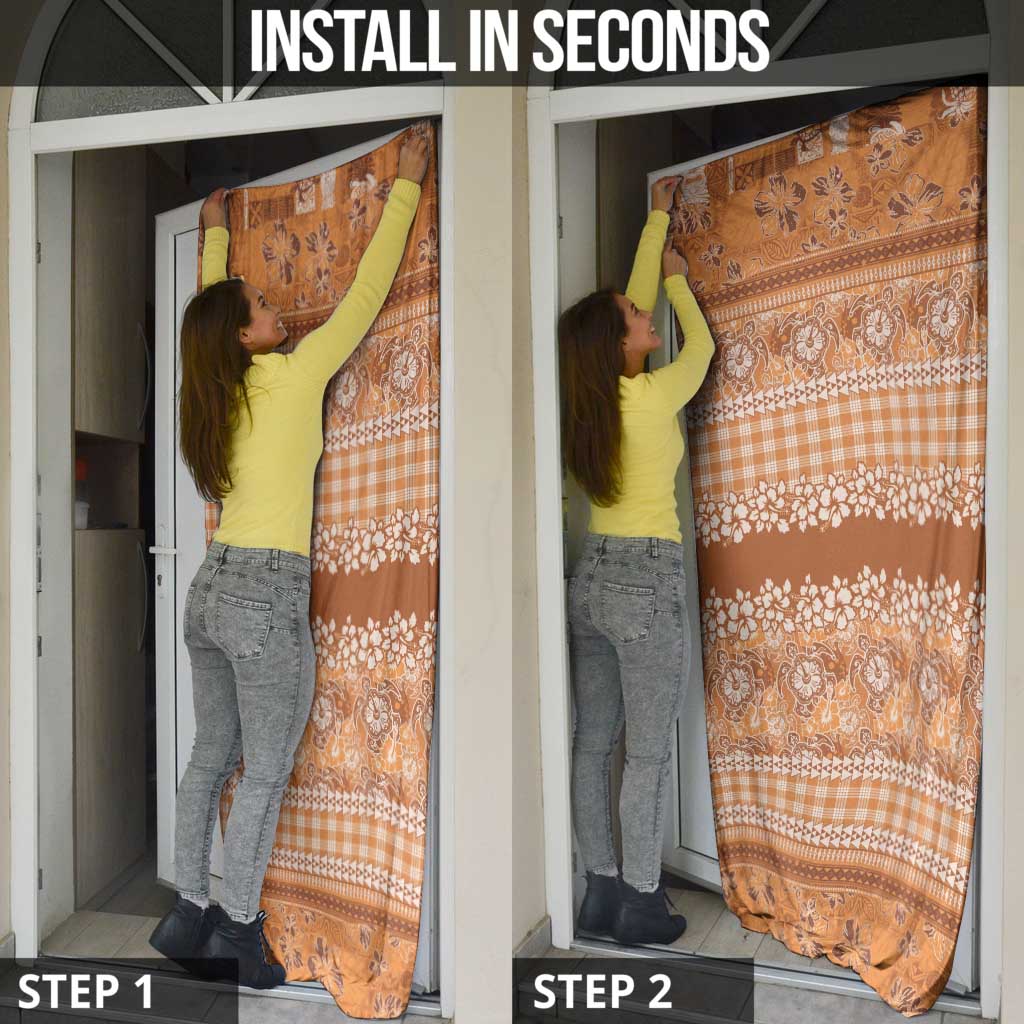 Hawaiian Hibiscus Honu Door Cover Gold Mele Kalikimaka Palaka Spirit - Polynesian Pride