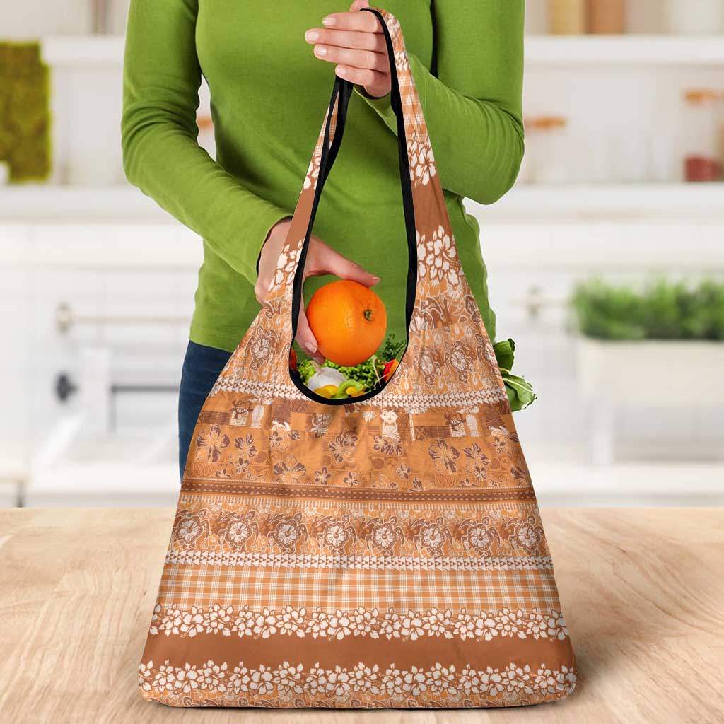 Hawaiian Hibiscus Honu Grocery Bag Gold Mele Kalikimaka Palaka Spirit - Polynesian Pride