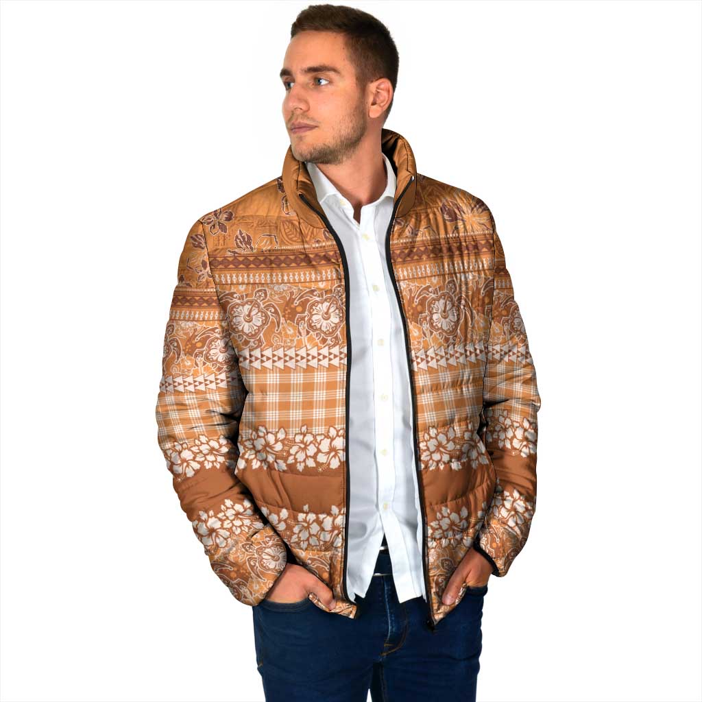 Hawaiian Hibiscus Honu Padded Jacket Gold Mele Kalikimaka Palaka Spirit - Polynesian Pride
