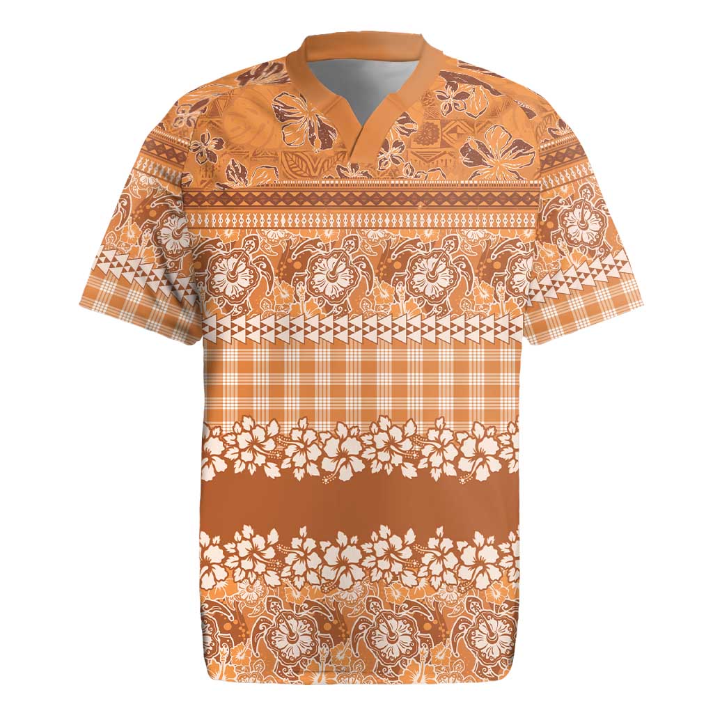 Hawaiian Hibiscus Honu Rugby Jersey Gold Mele Kalikimaka Palaka Spirit - Polynesian Pride