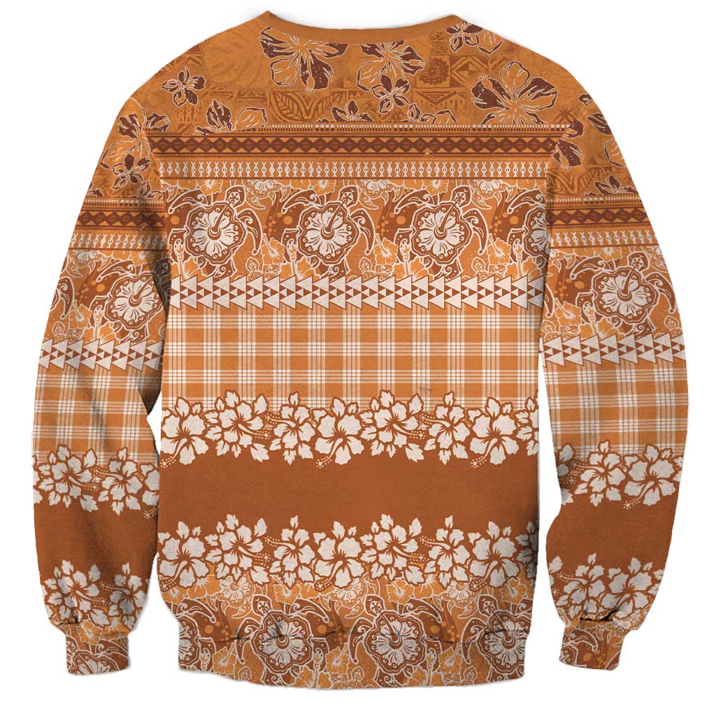 Hawaiian Hibiscus Honu Sweatshirt Gold Mele Kalikimaka Palaka Spirit - Polynesian Pride