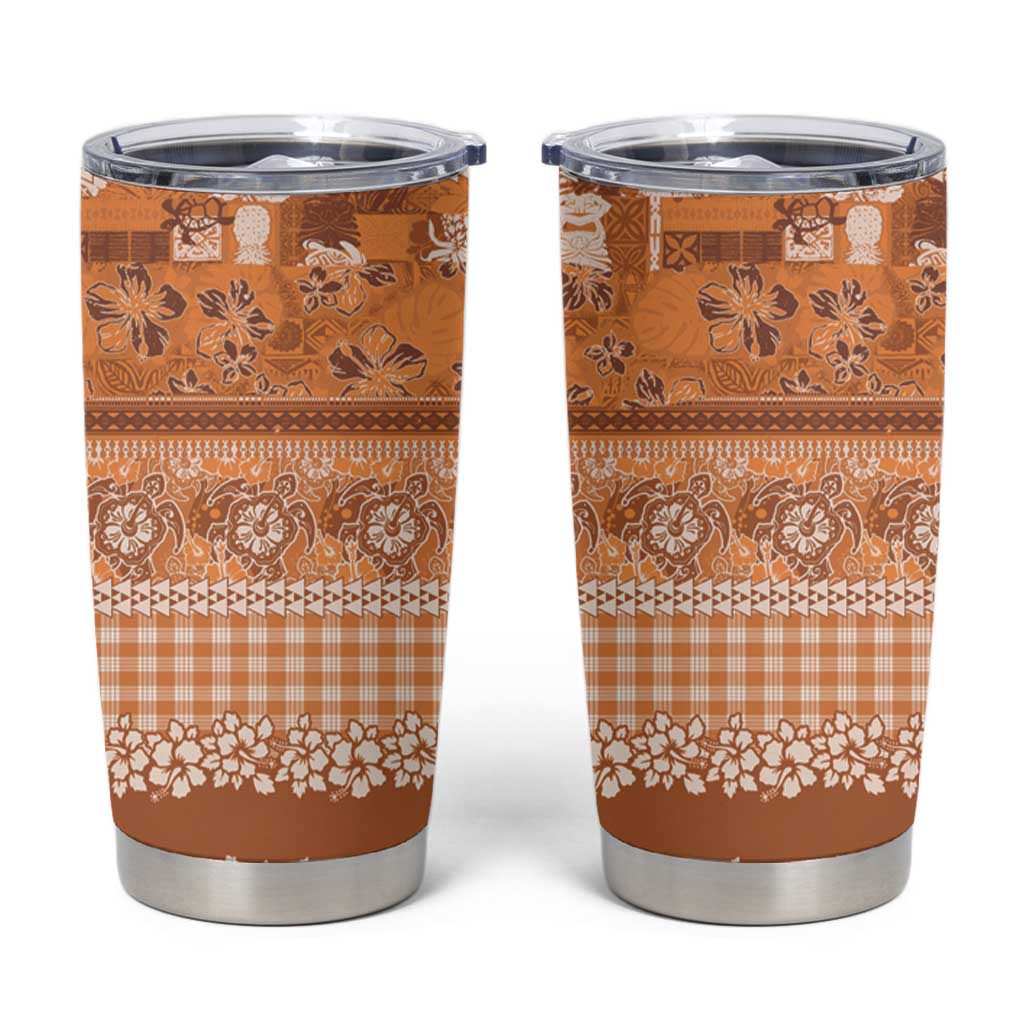 Hawaiian Hibiscus Honu Tumbler Cup Gold Mele Kalikimaka Palaka Spirit - Polynesian Pride