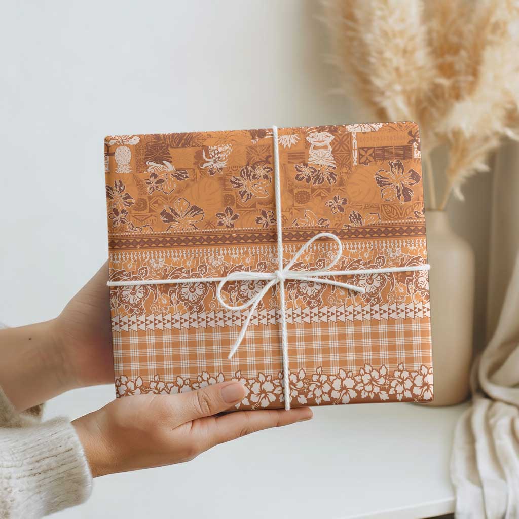 Hawaiian Hibiscus Honu Wrapping Paper Gold Mele Kalikimaka Palaka Spirit - Polynesian Pride