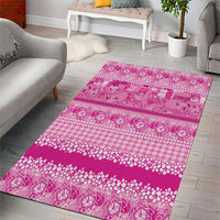 Hawaiian Hibiscus Honu Area Rug Pink Mele Kalikimaka Palaka Spirit - Polynesian Pride