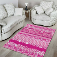 Hawaiian Hibiscus Honu Area Rug Pink Mele Kalikimaka Palaka Spirit - Polynesian Pride