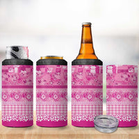 Hawaiian Hibiscus Honu 4 in 1 Can Cooler Tumbler Pink Mele Kalikimaka Palaka Spirit - Polynesian Pride