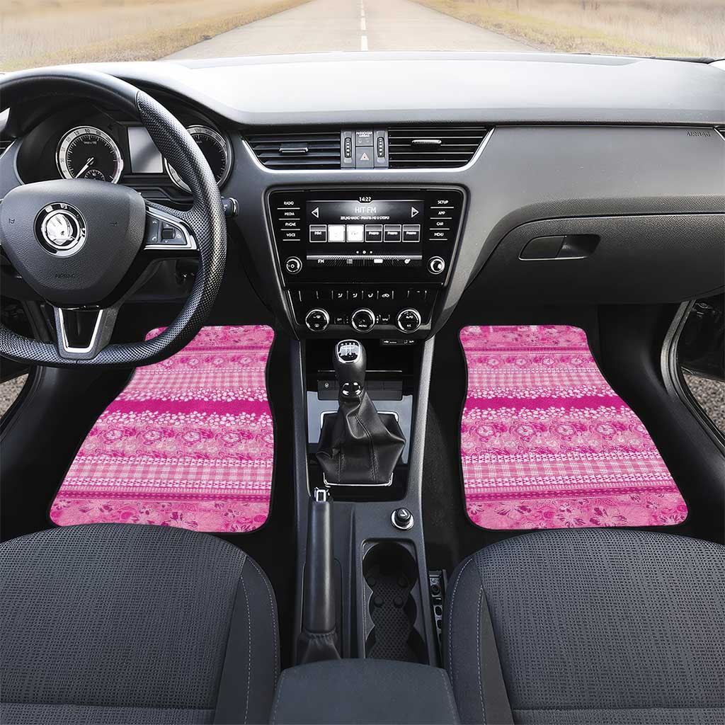 Hawaiian Hibiscus Honu Car Mats Pink Mele Kalikimaka Palaka Spirit - Polynesian Pride