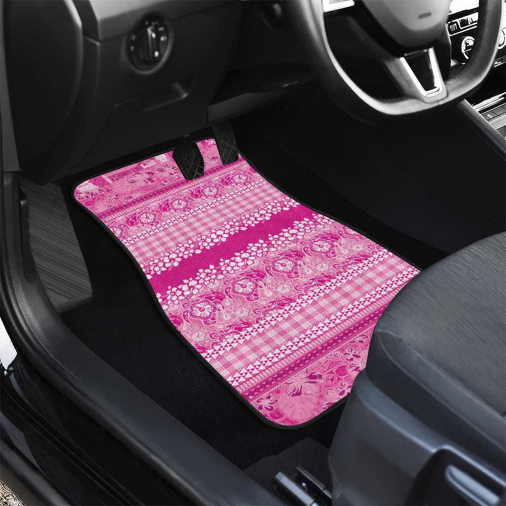 Hawaiian Hibiscus Honu Car Mats Pink Mele Kalikimaka Palaka Spirit - Polynesian Pride
