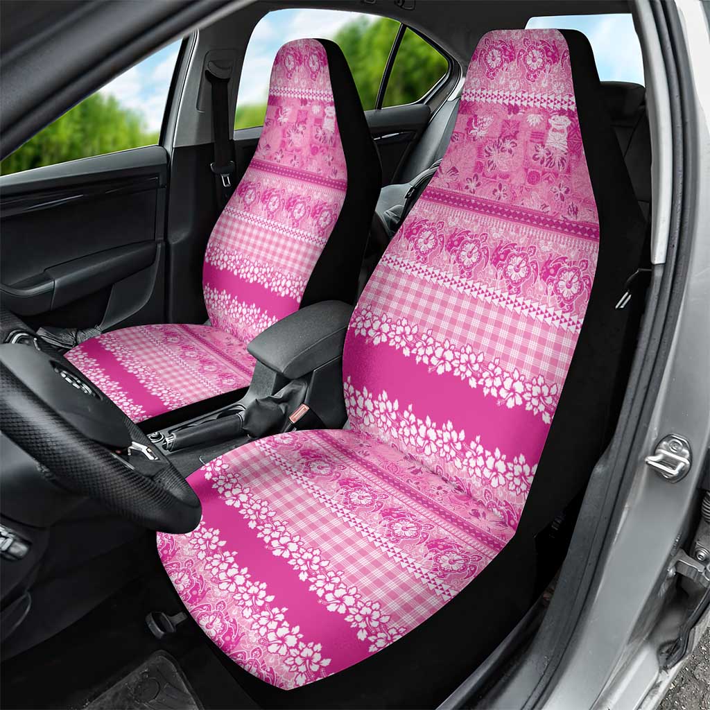 Hawaiian Hibiscus Honu Car Seat Cover Pink Mele Kalikimaka Palaka Spirit - Polynesian Pride