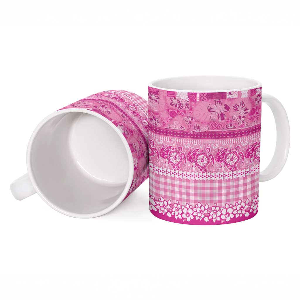 Hawaiian Hibiscus Honu Ceramic Mug Pink Mele Kalikimaka Palaka Spirit - Polynesian Pride