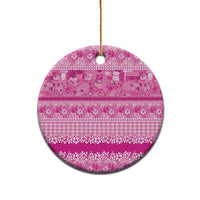 Hawaiian Hibiscus Honu Ceramic Ornament Pink Mele Kalikimaka Palaka Spirit - Polynesian Pride