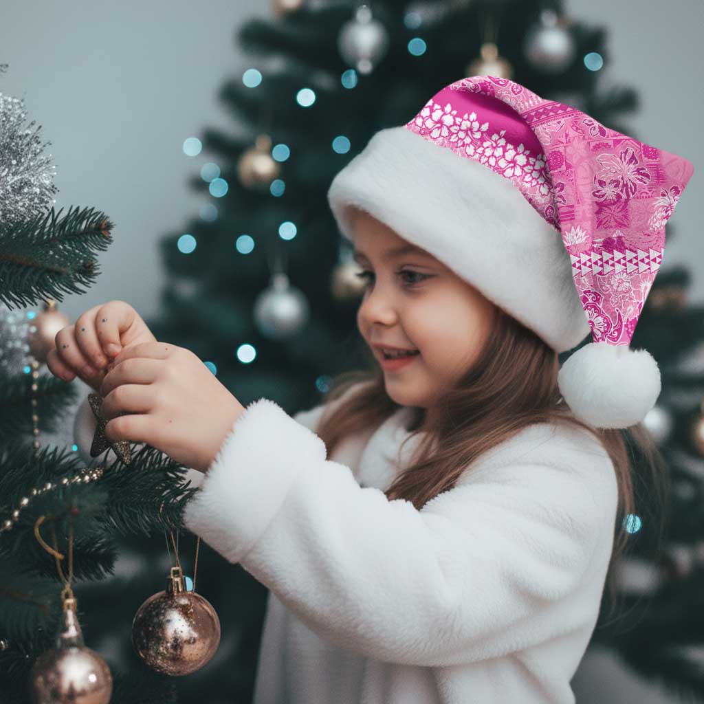 Hawaiian Hibiscus Honu Christmas Santa Hat Pink Mele Kalikimaka Palaka Spirit - Polynesian Pride