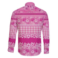 Hawaiian Hibiscus Honu Family Matching Off Shoulder Maxi Dress and Hawaiian Shirt Pink Mele Kalikimaka Palaka Spirit - Polynesian Pride