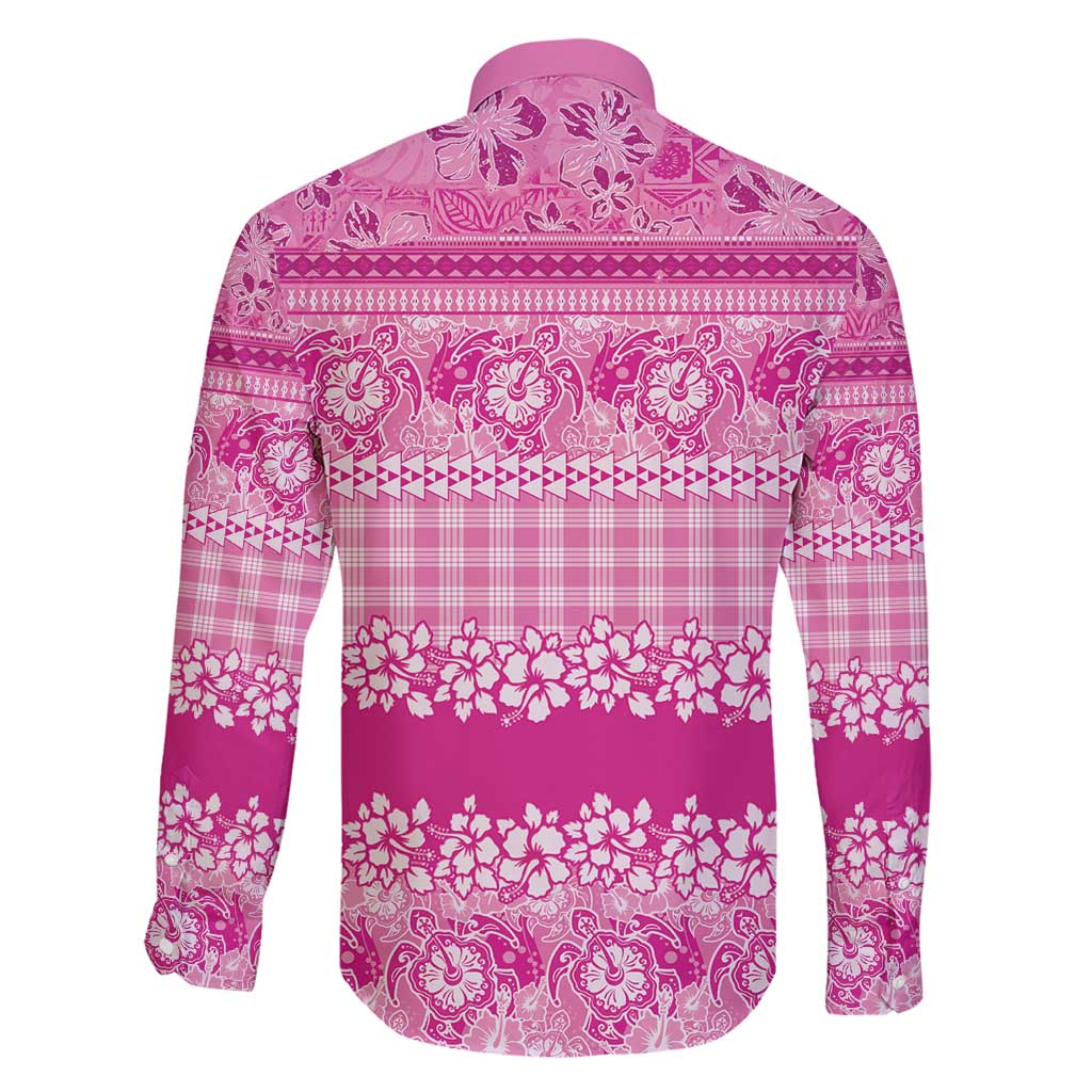 Hawaiian Hibiscus Honu Family Matching Short Sleeve Bodycon Dress and Hawaiian Shirt Pink Mele Kalikimaka Palaka Spirit - Polynesian Pride