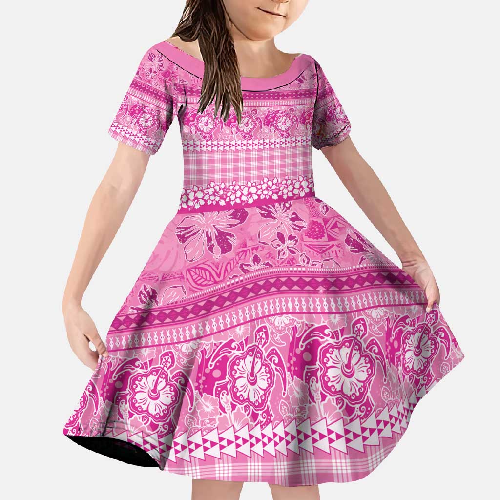 Hawaiian Hibiscus Honu Family Matching Summer Maxi Dress and Hawaiian Shirt Pink Mele Kalikimaka Palaka Spirit - Polynesian Pride