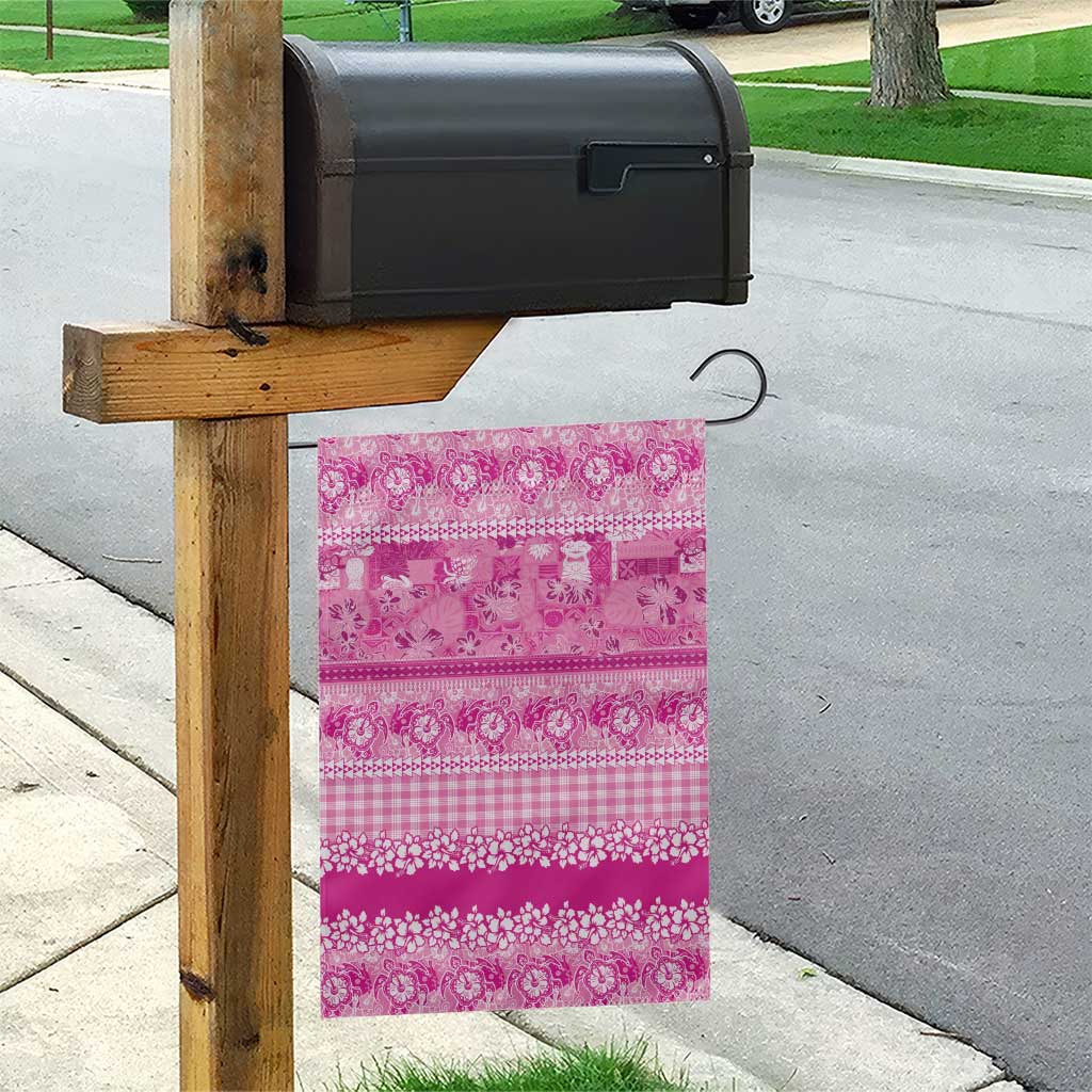 Hawaiian Hibiscus Honu Garden Flag Pink Mele Kalikimaka Palaka Spirit - Polynesian Pride