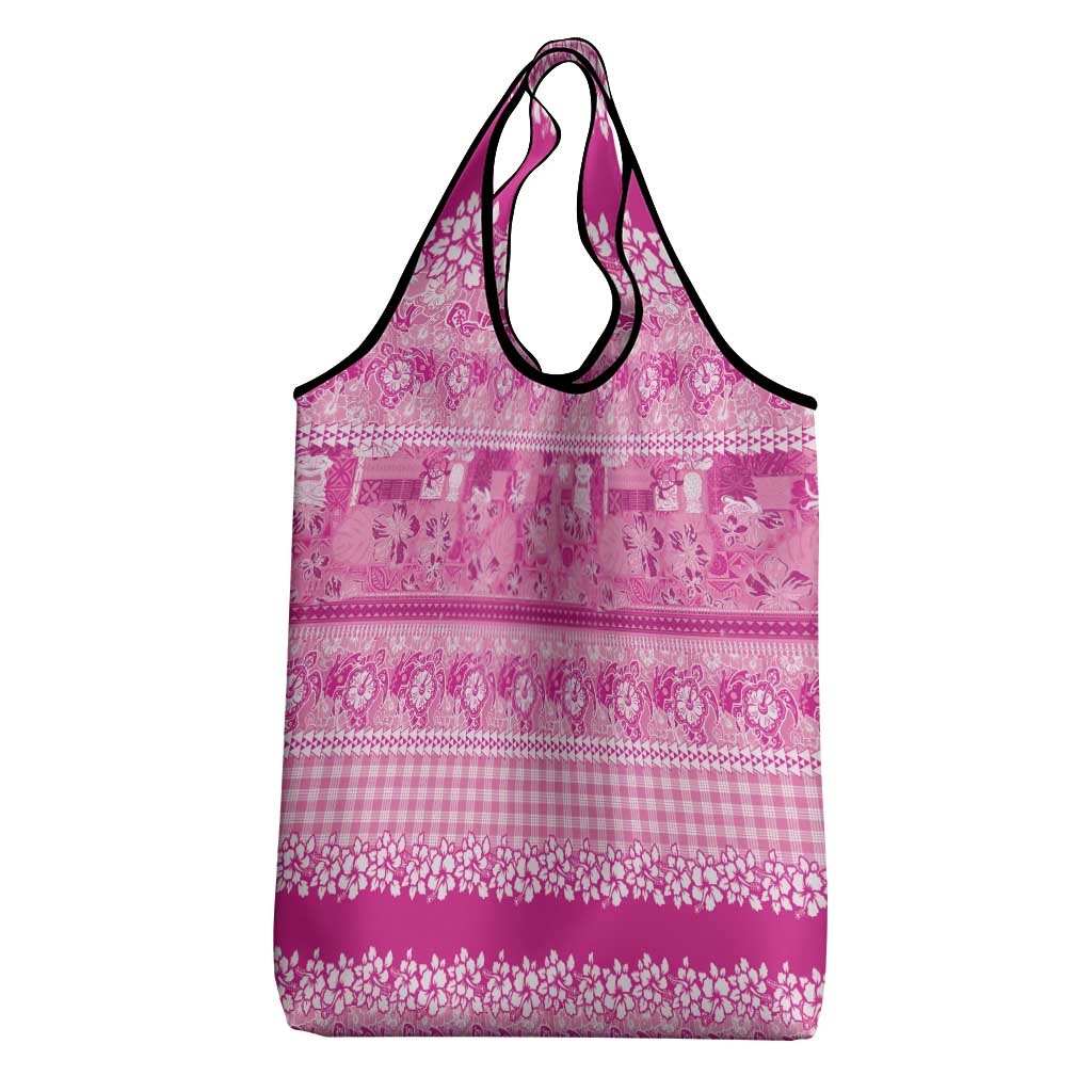 Hawaiian Hibiscus Honu Grocery Bag Pink Mele Kalikimaka Palaka Spirit - Polynesian Pride