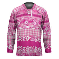 Hawaiian Hibiscus Honu Hockey Jersey Pink Mele Kalikimaka Palaka Spirit - Polynesian Pride