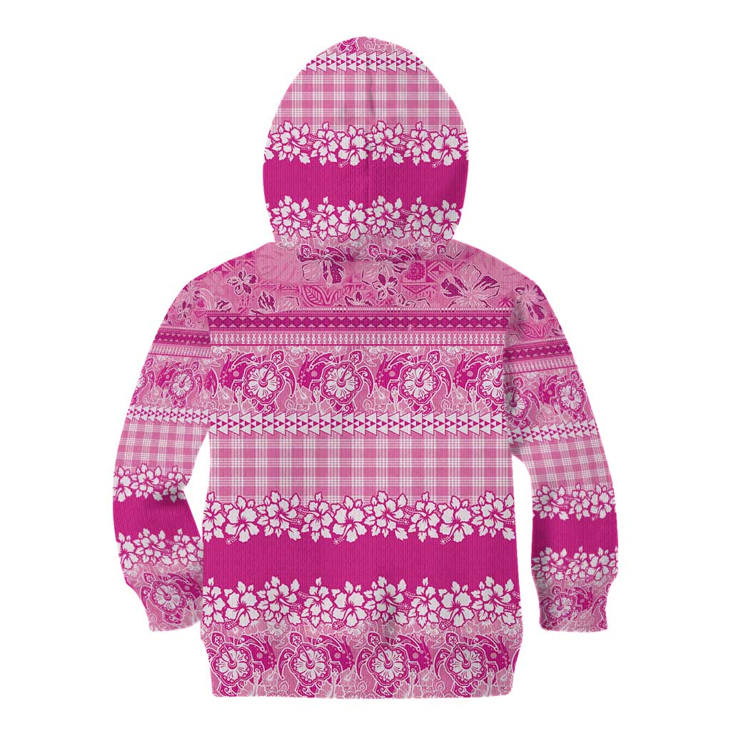 Hawaiian Hibiscus Honu Kid Hoodie Pink Mele Kalikimaka Palaka Spirit - Polynesian Pride