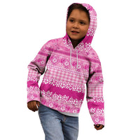 Hawaiian Hibiscus Honu Kid Hoodie Pink Mele Kalikimaka Palaka Spirit - Polynesian Pride