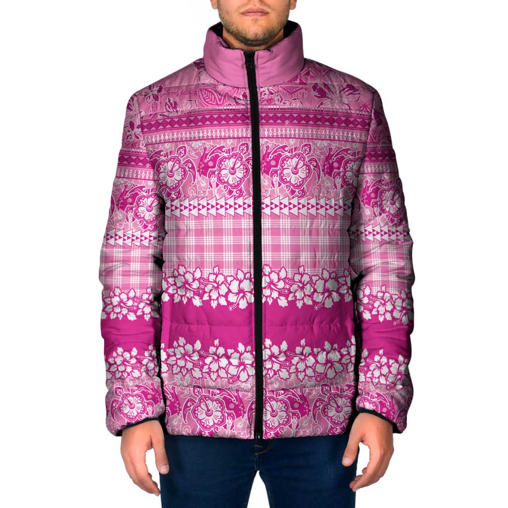 Hawaiian Hibiscus Honu Padded Jacket Pink Mele Kalikimaka Palaka Spirit - Polynesian Pride