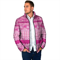 Hawaiian Hibiscus Honu Padded Jacket Pink Mele Kalikimaka Palaka Spirit - Polynesian Pride