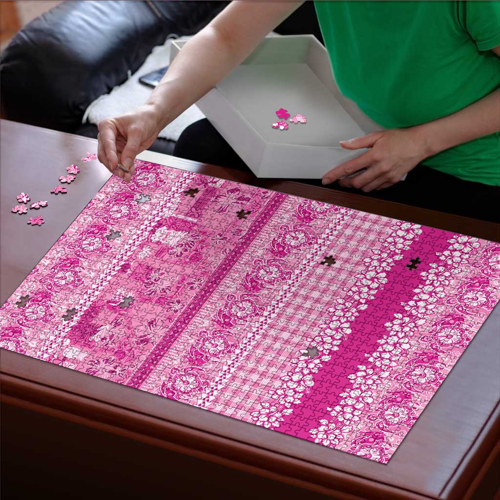 Hawaiian Hibiscus Honu Puzzle Pink Mele Kalikimaka Palaka Spirit - Polynesian Pride