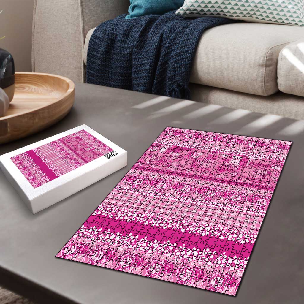 Hawaiian Hibiscus Honu Puzzle Pink Mele Kalikimaka Palaka Spirit - Polynesian Pride