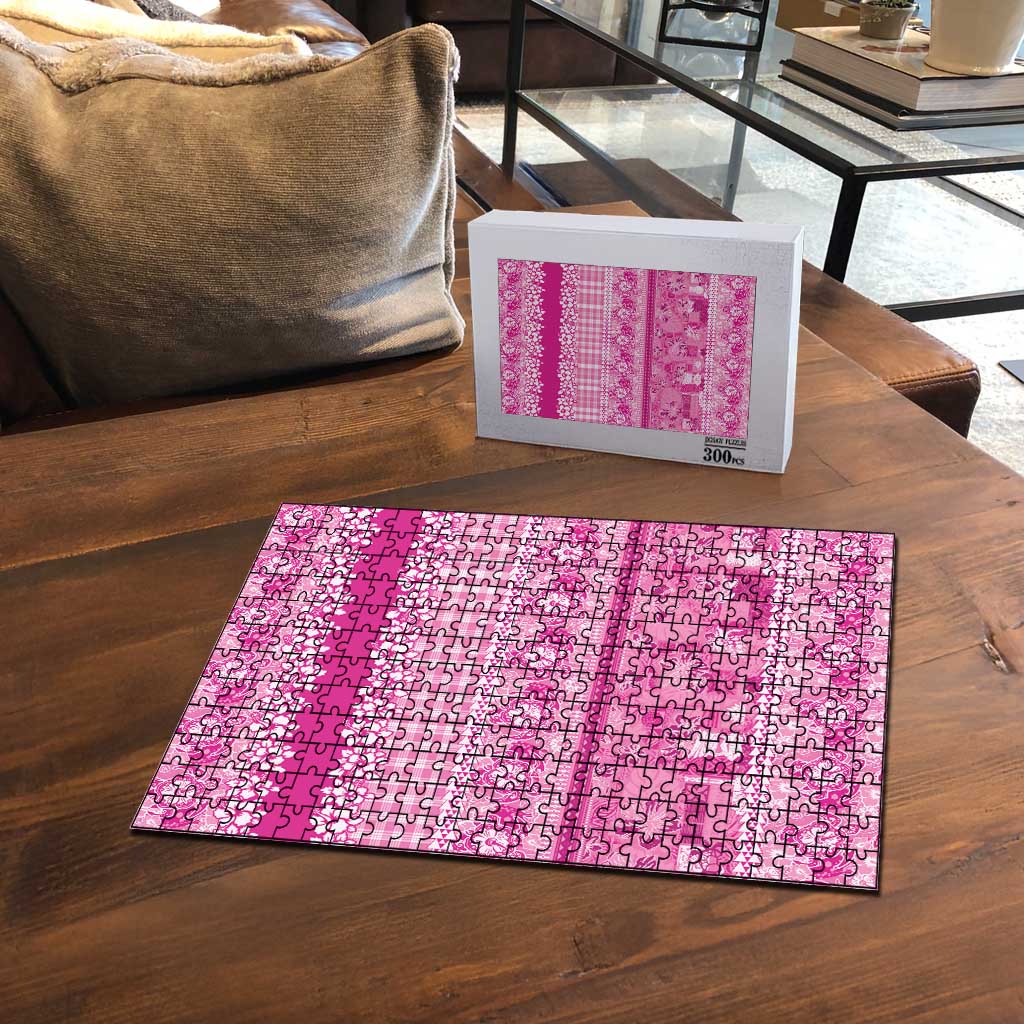 Hawaiian Hibiscus Honu Puzzle Pink Mele Kalikimaka Palaka Spirit - Polynesian Pride