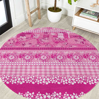 Hawaiian Hibiscus Honu Round Carpet Pink Mele Kalikimaka Palaka Spirit - Polynesian Pride