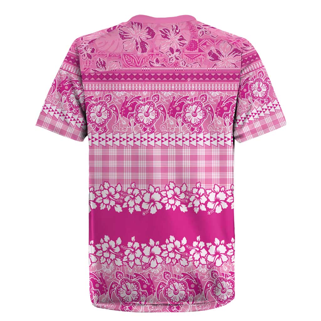 Hawaiian Hibiscus Honu Rugby Jersey Pink Mele Kalikimaka Palaka Spirit - Polynesian Pride