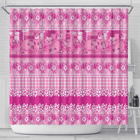 Hawaiian Hibiscus Honu Shower Curtain Pink Mele Kalikimaka Palaka Spirit - Polynesian Pride