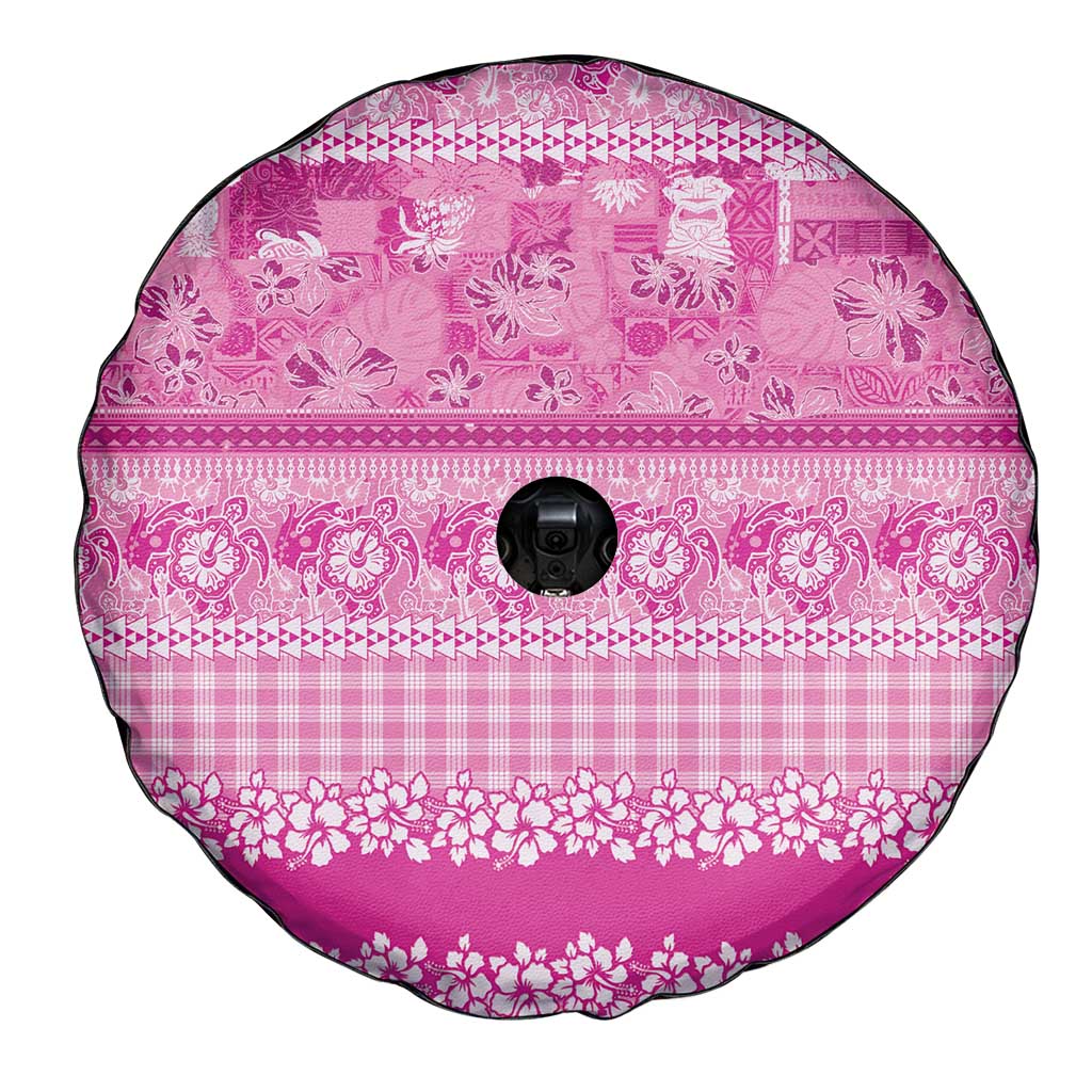 Hawaiian Hibiscus Honu Spare Tire Cover Pink Mele Kalikimaka Palaka Spirit - Polynesian Pride