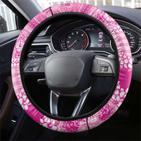 Hawaiian Hibiscus Honu Steering Wheel Cover Pink Mele Kalikimaka Palaka Spirit - Polynesian Pride