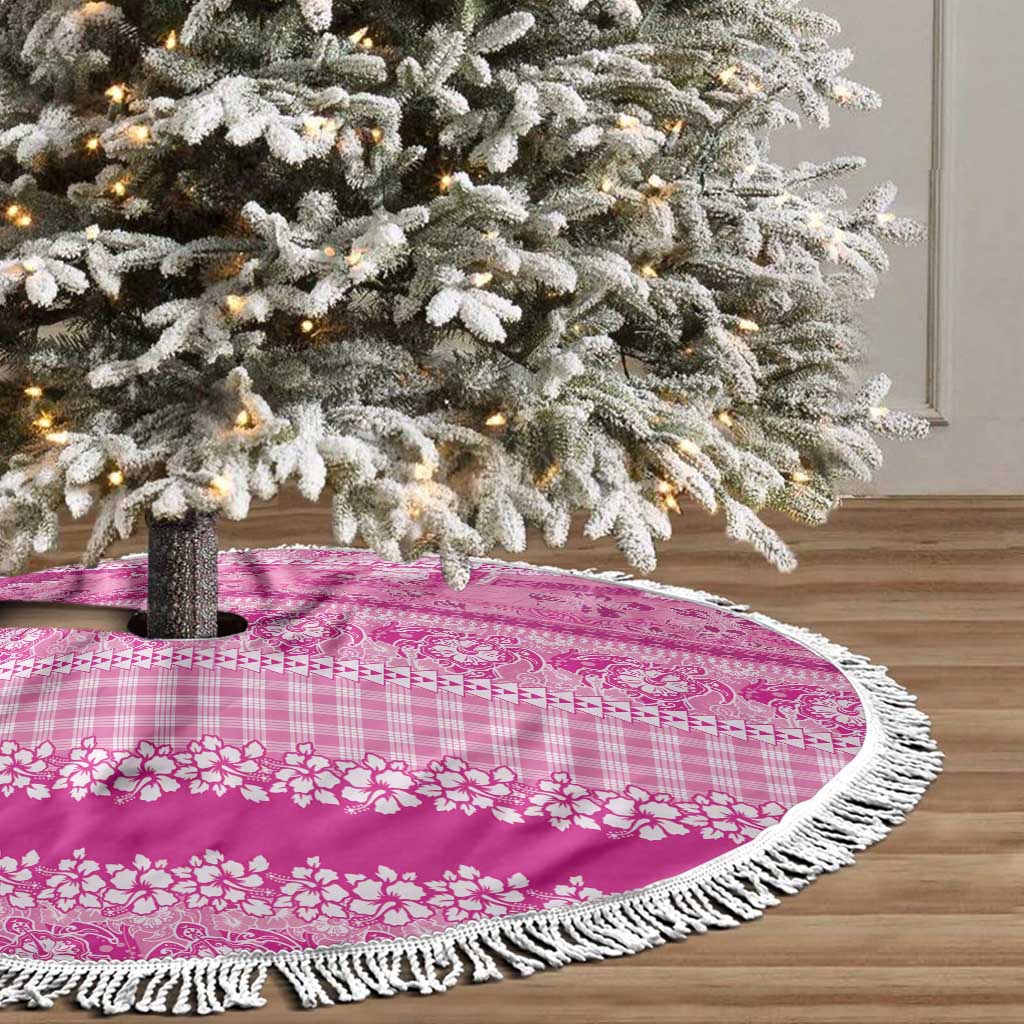Hawaiian Hibiscus Honu Tree Skirt Pink Mele Kalikimaka Palaka Spirit - Polynesian Pride