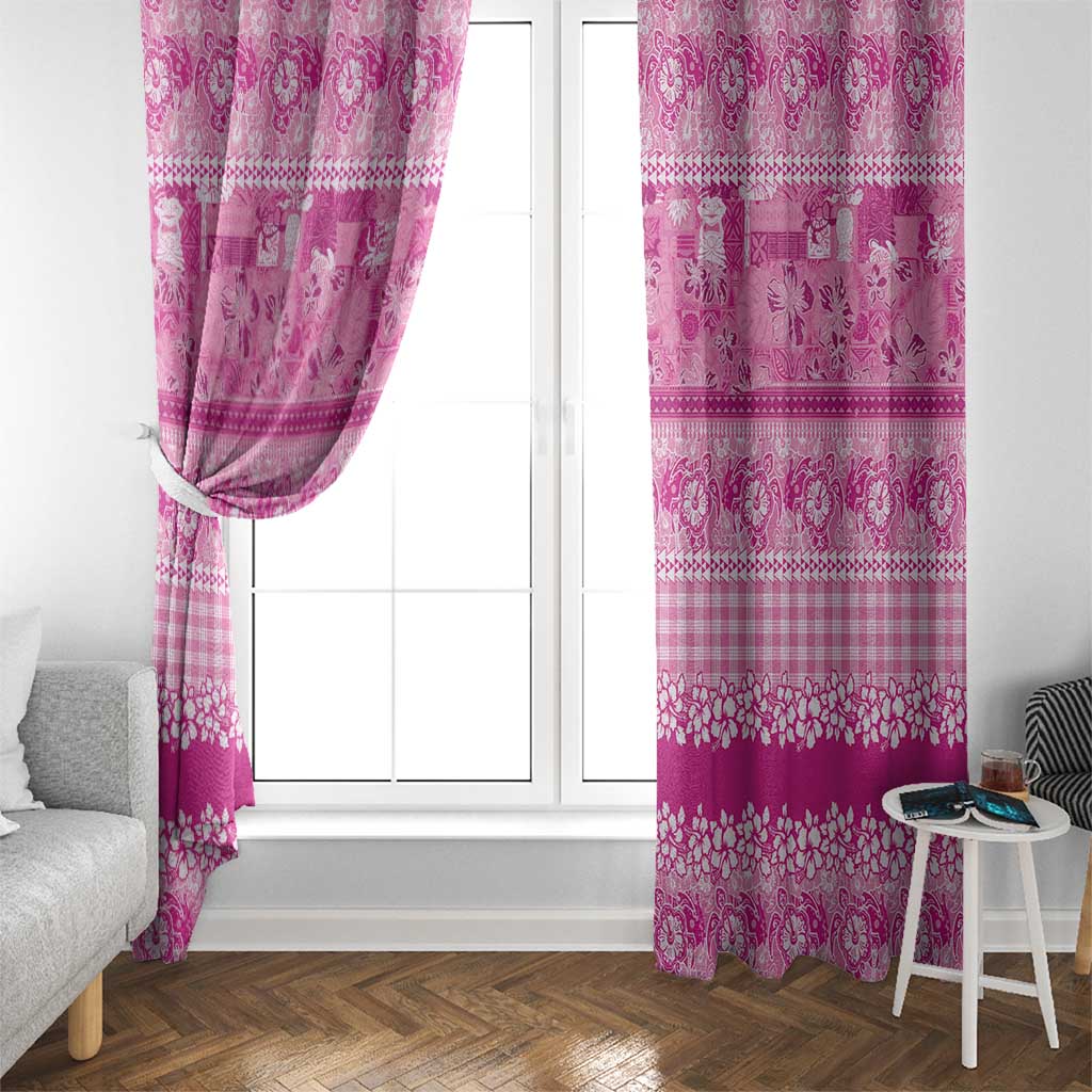 Hawaiian Hibiscus Honu Window Curtain Pink Mele Kalikimaka Palaka Spirit - Polynesian Pride