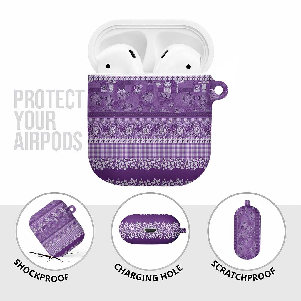 Hawaiian Hibiscus Honu AirPods Case Purple Mele Kalikimaka Palaka Spirit - Polynesian Pride